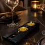 Bougeoirs et photophores  - Bougeoir en chêne noir et métal doré – pour 2 bougies chauffe-plat - GLASS4CANDLES