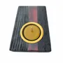 Bougeoirs et photophores  - Bougeoir en chêne noir et métal doré, 30x120x80 mm – bande rouge - GLASS4CANDLES