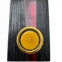 Bougeoirs et photophores  - Bougeoir en chêne noir et métal doré, 30x120x80 mm – large bande rouge - GLASS4CANDLES