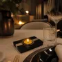 Candlesticks and candle holders - Bog Oak & Metal Tealight Holder – diagonal silver-tone stripe - GLASS4CANDLES