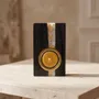 Bougeoirs et photophores  - Bougeoir en chêne noir et métal doré – bande argentée verticale - GLASS4CANDLES