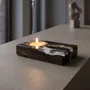 Bougeoirs et photophores  - Bougeoir en chêne noir et métal doré, 30x120x80 mm – gris et noir - GLASS4CANDLES