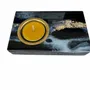 Bougeoirs et photophores  - Bougeoir en chêne noir et métal doré, 30x120x80 mm – gris et noir - GLASS4CANDLES