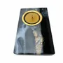 Bougeoirs et photophores  - Bougeoir en chêne noir et métal doré, 30x120x80 mm – gris et noir - GLASS4CANDLES