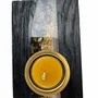 Bougeoirs et photophores  - Bougeoir en chêne noir et métal doré, 30x120x80 mm – gris et noir - GLASS4CANDLES