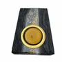 Bougeoirs et photophores  - Bougeoir en chêne noir et métal doré, 30x120x80 mm – gris et noir - GLASS4CANDLES