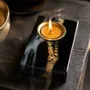 Bougeoirs et photophores  - Bougeoir en chêne noir et métal doré, 30x120x80 mm – modèle 1D0248 - GLASS4CANDLES