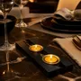 Bougeoirs et photophores  - Bougeoir en chêne noir et métal doré, 30x180x80 mm – modèle 2D0249 - GLASS4CANDLES