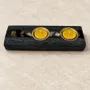 Bougeoirs et photophores  - Bougeoir en chêne noir et métal doré, 30x180x80 mm – modèle 2D0250 - GLASS4CANDLES