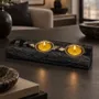 Bougeoirs et photophores  - Bougeoir en chêne noir et métal doré, 30x180x80 mm – modèle 2D0250 - GLASS4CANDLES