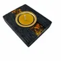 Candlesticks and candle holders - Bog Oak & Gold-tone Metal Tealight Holder – diagonal honey-tone stripe - GLASS4CANDLES