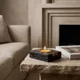 Candlesticks and candle holders - Bog Oak & Gold-tone Metal Tealight Holder – diagonal honey-tone stripe - GLASS4CANDLES