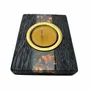 Candlesticks and candle holders - Bog Oak & Gold-tone Metal Tealight Holder – diagonal honey-tone stripe - GLASS4CANDLES