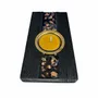 Bougeoirs et photophores  - Bougeoir en chêne noir et métal doré, 30x100x80 mm – bande horizontale - GLASS4CANDLES