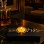 Bougeoirs et photophores  - Bougeoir en chêne noir et métal doré, 30x100x80 mm – bande horizontale - GLASS4CANDLES