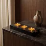 Candlesticks and candle holders - Bog Oak & Gold-tone Metal Tealight Holder, 30x220x80 mm – Model 3D0232 - GLASS4CANDLES