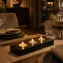 Candlesticks and candle holders - Bog Oak & Gold-tone Metal Tealight Holder, 30x220x80 mm – Model 3D0232 - GLASS4CANDLES