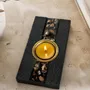Bougeoirs et photophores  - Bougeoir en chêne noir et métal doré – pour 1 bougie chauffe-plat - GLASS4CANDLES
