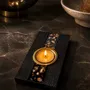 Bougeoirs et photophores  - Bougeoir en chêne noir et métal doré – pour 1 bougie chauffe-plat - GLASS4CANDLES