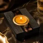 Candlesticks and candle holders - Bog Oak & Gold-tone Metal Tealight Holder – vertical gold-tone stripe - GLASS4CANDLES