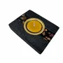 Candlesticks and candle holders - Bog Oak & Gold-tone Metal Tealight Holder – vertical gold-tone stripe - GLASS4CANDLES