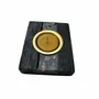 Candlesticks and candle holders - Bog Oak & Gold-tone Metal Tealight Holder – vertical gold-tone stripe - GLASS4CANDLES