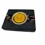Candlesticks and candle holders - Bog Oak & Gold-tone Metal Tealight Holder – vertical gold-tone stripe - GLASS4CANDLES