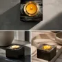 Candlesticks and candle holders - Bog Oak & Gold-tone Metal Tealight Holder – Rectangle – Model 1D0208 - GLASS4CANDLES