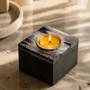 Candlesticks and candle holders - Bog Oak & Gold-tone Metal Tealight Holder – Rectangle – Model 1D0208 - GLASS4CANDLES