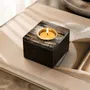Candlesticks and candle holders - Bog Oak & Gold-tone Metal Tealight Holder – Rectangle – Model 1D0208 - GLASS4CANDLES