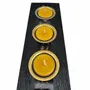 Bougeoirs et photophores  - Bougeoir en chêne noir et métal doré, 30x220x80 mm – modèle 3D0236 - GLASS4CANDLES