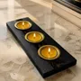 Bougeoirs et photophores  - Bougeoir en chêne noir et métal doré, 30x220x80 mm – modèle 3D0236 - GLASS4CANDLES