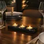 Bougeoirs et photophores  - Bougeoir en chêne noir et métal doré, 30x220x80 mm – modèle 3D0236 - GLASS4CANDLES