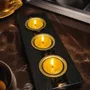 Bougeoirs et photophores  - Bougeoir en chêne noir et métal doré, 30x220x80 mm – modèle 3D0236 - GLASS4CANDLES