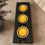 Bougeoirs et photophores  - Bougeoir en chêne noir et métal doré, 30x220x80 mm – modèle 3D0236 - GLASS4CANDLES