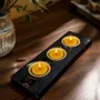 Bougeoirs et photophores  - Bougeoir en chêne noir et métal doré, 30x220x80 mm – modèle 3D0236 - GLASS4CANDLES