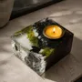Candlesticks and candle holders - Bog Oak & Gold-tone Metal Tealight Candle Holder – 85x185x85 mm - GLASS4CANDLES