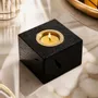 Bougeoirs et photophores  - Bougeoir en chêne noir et métal doré – rectangle – résine noire - GLASS4CANDLES