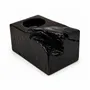 Bougeoirs et photophores  - Bougeoir en chêne noir et métal doré, 100x150x100 mm – résine noire - GLASS4CANDLES