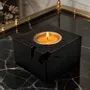 Bougeoirs et photophores  - Bougeoir en chêne noir et métal doré – rectangle – bloc noir - GLASS4CANDLES