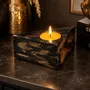 Bougeoirs et photophores  - Bougeoir en chêne noir et métal doré – triangle, 50x100x100 mm - GLASS4CANDLES