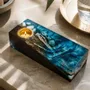Candlesticks and candle holders - Bog Oak & Gold-tone Metal Tealight Holder – Rectangle, 50x200x70 mm - GLASS4CANDLES