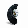 Pièces uniques - Sculpture en chêne noir ancien – 35 cm, céramique et accents dorés - GLASS4CANDLES
