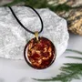 Jewelry - Resin & Gold-Tone Leaf Pendant – Round, 39x38x6 mm – Golden Echoes - GLASS4CANDLES