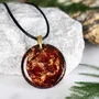 Jewelry - Resin & Gold-Tone Leaf Pendant – Round, 39x38x6 mm – Golden Echoes - GLASS4CANDLES