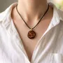 Jewelry - Resin & Gold-Tone Leaf Pendant – Round, 39x38x6 mm – Golden Echoes - GLASS4CANDLES