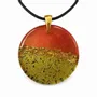 Jewelry - Bog Oak & Gold-Tone Leaf Pendant – Round, 39x38x6 mm – Material Space - GLASS4CANDLES