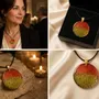 Jewelry - Bog Oak & Gold-Tone Leaf Pendant – Round, 39x38x6 mm – Material Space - GLASS4CANDLES