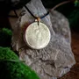Jewelry - Bog Oak & Gold-Tone Leaf Pendant – Round, 39x38x6 mm – Material Space - GLASS4CANDLES