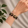 Bracelets - Bog Oak & Resin Bracelet – Round – four settings, gold-tone flecks - GLASS4CANDLES